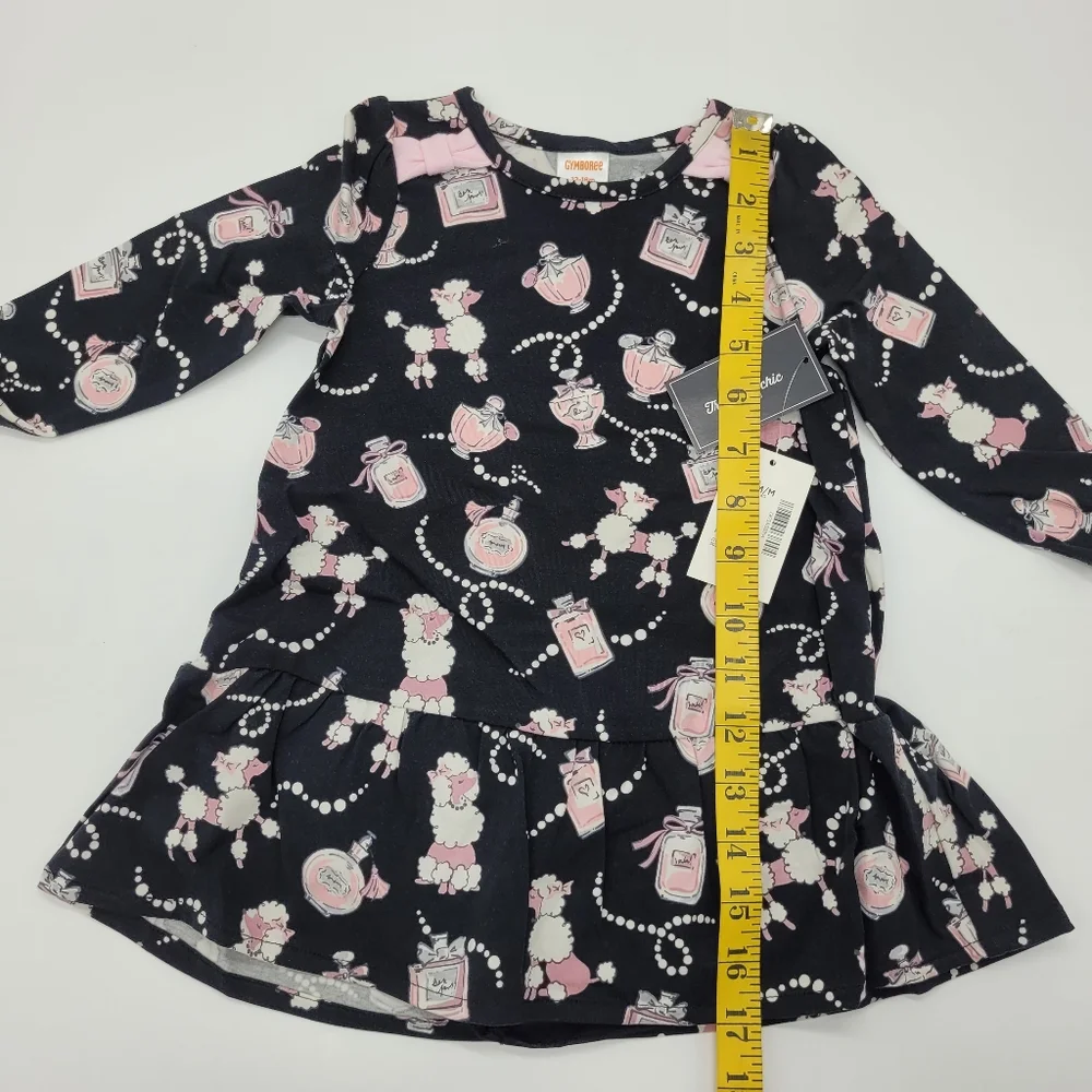 Gymboree Dress Black Pink Long Sleeve Tres Chic Collection Print Size 12-18m NEW
